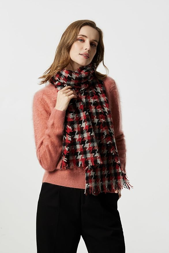 EURKEA 100% Cashmere 2025 Winter Scarf for Women Fringed Edges Warm & Soft Lightweight Solid/Plaid/Two-Tone Free Size