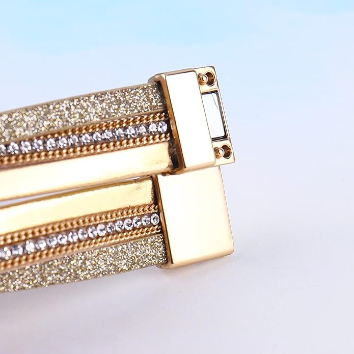 FANCY SHINY Leather Wrap Bracelet Boho Cuff Bangle Bracelets Crystal Bead Bracelet with Magnetic Clasp Jewelry Gifts for Women