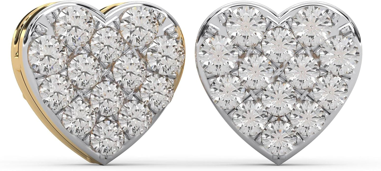 WHY SO SILVER INC 0.24 Ctw Round Cut Natural Diamond Micro Pave Set Heart Studs Earring | Crafted In 925 Sterling Silver | Color: I-J, Clarity: I2-I3 | Fine Jewelry Gift Box Included