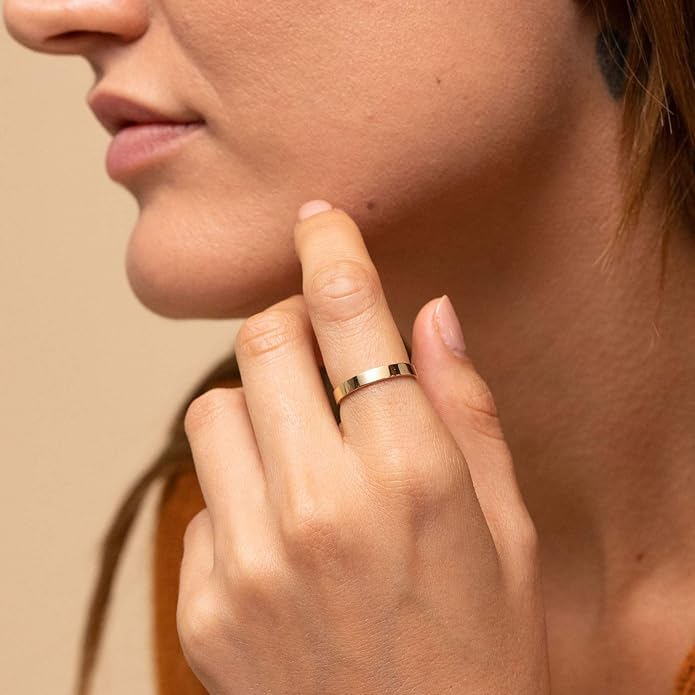 NOKMIT 3mm 14K Gold Filled Rings for Women Dainty Gold Stacking Stackable Band Thin Gold Thumb Pinky Finger Ring Non Tarnish Comfort Fit Size 4 to 11
