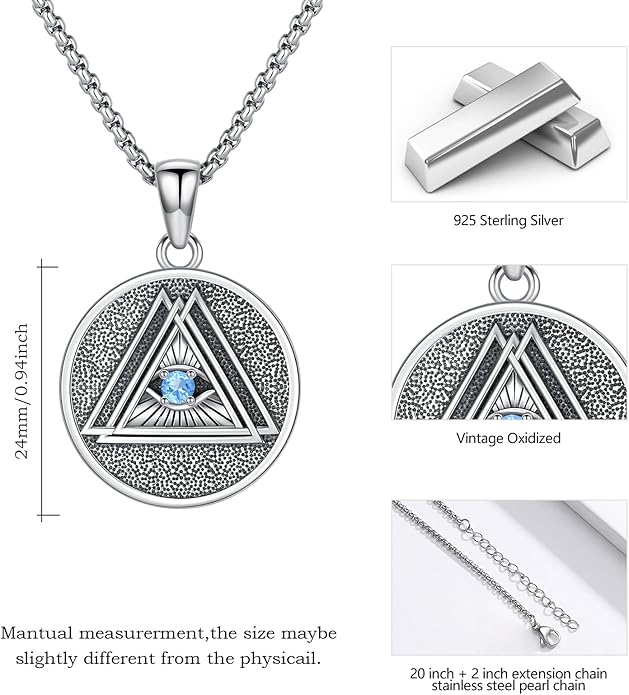 Evil Eye Necklace for Women 925 Sterling Silver, Protection Necklace with Blue Evil Eye Charm, Evil Eye/Lotus Pendant Jewelry, Birthday Christmas Gifts for Her