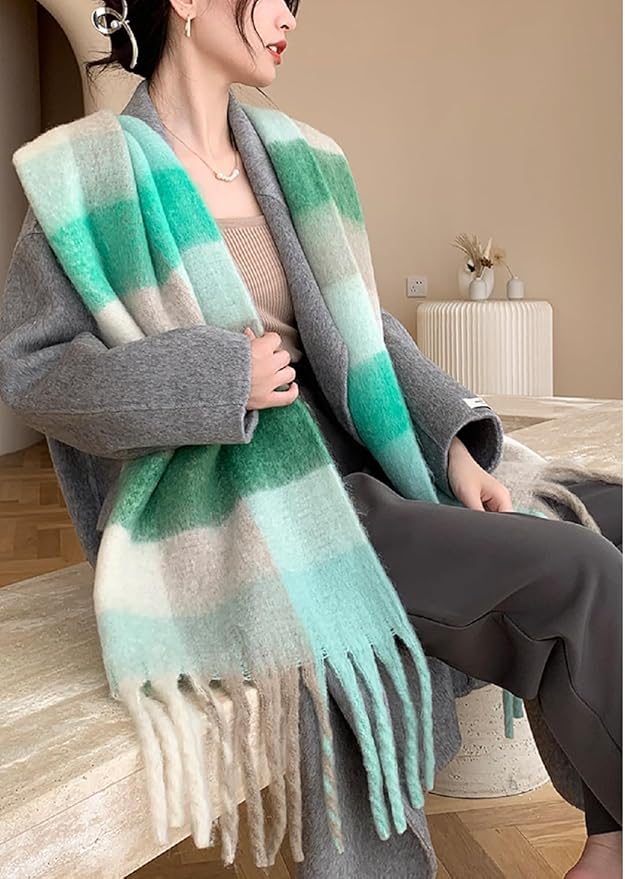 Wander Agio Winter Women Warm Scarf Long Shawl Large Scarves Cold Weather Thick Blanket Scarfs Colorful Plaid