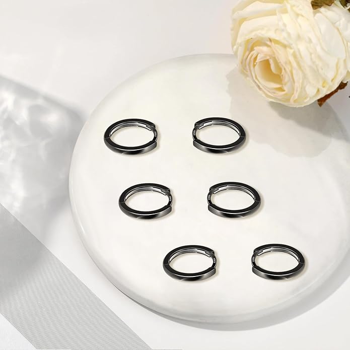 3 Pairs 925 Sterling Silver Hoop Earrings 14K White Gold Plated Small Silver Hoops Cartilage Huggie Earrings for Women Men