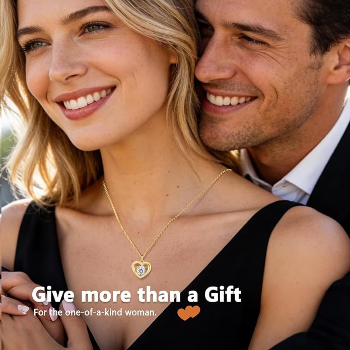 Promise Necklace for Her, 2CT Moissanite Infinity Heart Pendant for Women, Romantic I Choose You Gift to Girlfriend Wife from Boyfriend Husband, Ready to Gift Box Included, Gifts for Christmas Valentine's Day Birthday Anniversary