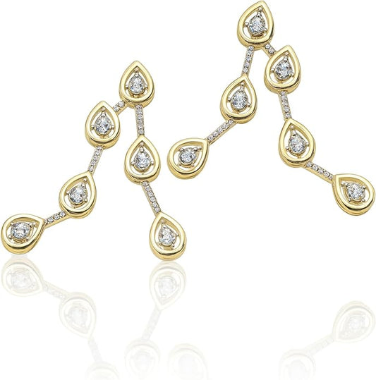Gold Plated Drop Earrings with Teardrop CZ Stones – Elegant Sparkling Statement Earrings for Women.EAR0029