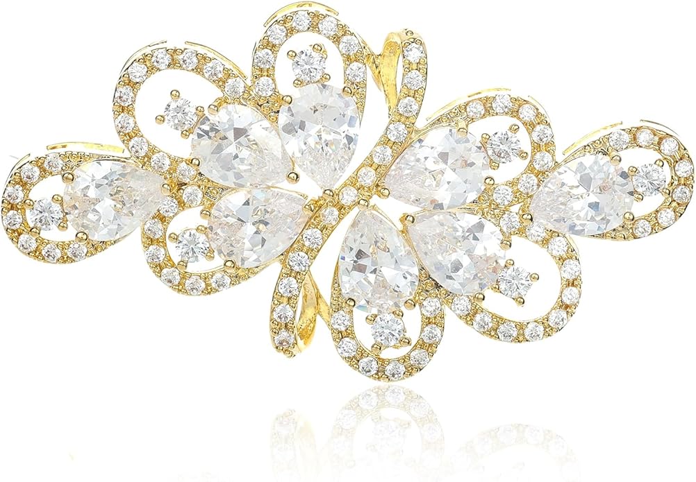 YOQUCOL Cubic Zirconia Crystal Rhinestone Wedding Brooch Pin for Women Brides Jewelry
