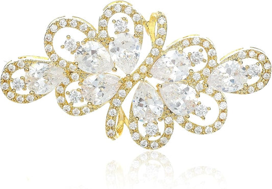 YOQUCOL Cubic Zirconia Crystal Rhinestone Wedding Brooch Pin for Women Brides Jewelry