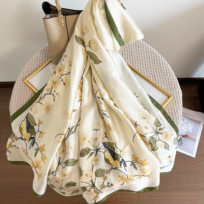 Long Silk Like Scarf Lightweight Satin Scarves Large Sunscreen Shawl Wrap for Women