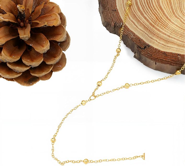 14K Gold Plated Y Necklace for Women – Dainty Lariat Long Pendant Chain, Layered Drop Necklace for V Neck Dress, Simple Sexy Cleavage Jewelry Gifts for Women