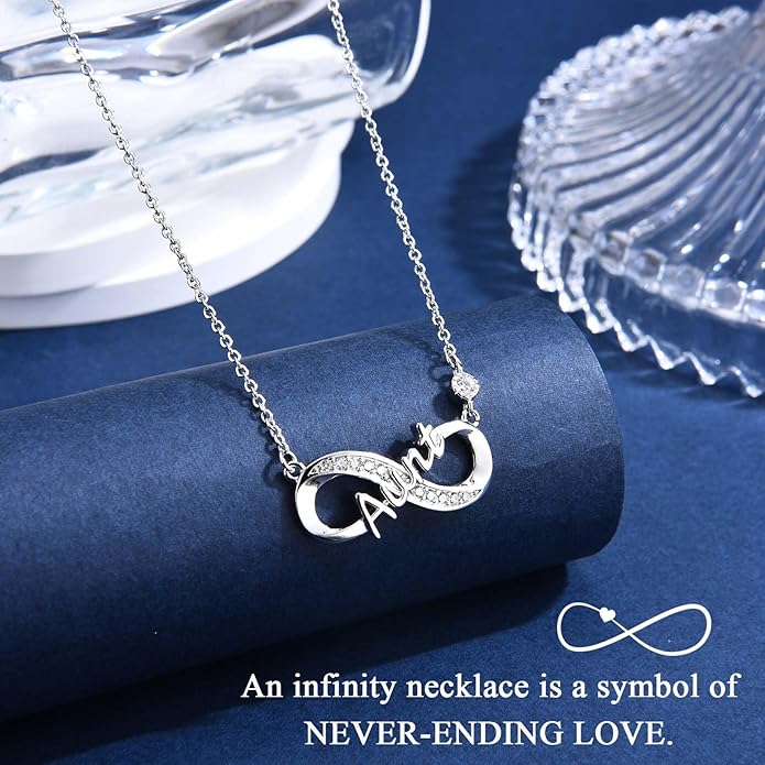 Infinity Mom Grandma Nana Sister Aunt Daughter Auntie Granddaughter Niece Necklace Gifts, Christmas Birthday Valentines Day Mothers Day Easter Graduation Back to School Gifts Stocking Stuffers Presents for Women Girls Her