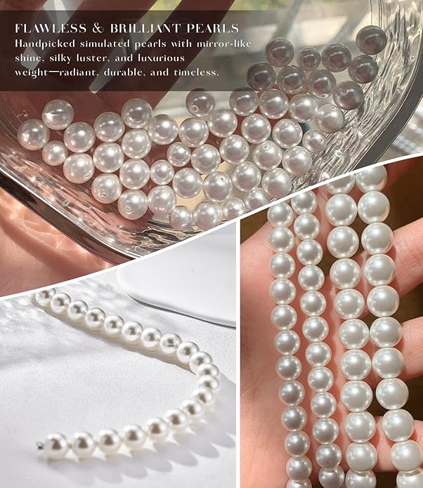 Raneecoco HYPER LUSTER Sterling Silver Round Simulated Pearl Necklace for Women | Dainty Choker or Long Pearl Necklace | Gift Ready for Wedding