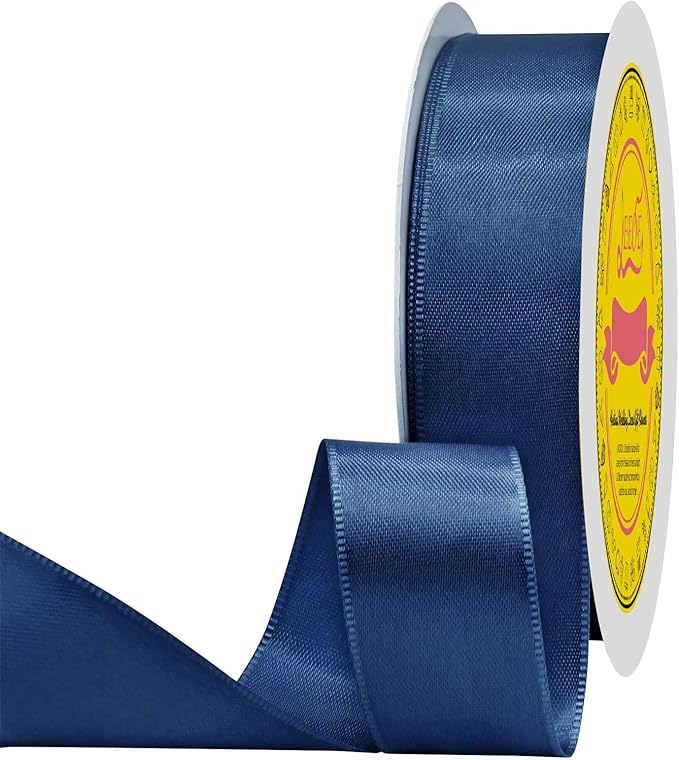 LEEQE Navy Blue Satin Ribbon 1 inch X 50 Yards Polyester Ribbon for Gift Wrapping Very Suitable for Weddings Party Hair Bow Invitation Decorations and More