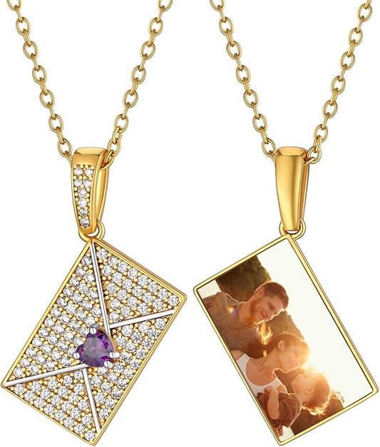 Supcare Locket Necklace That Holds Pictures-Engraved Photo Pendant Custom Jewellery Gifts for Men Women (with Jewellery Gift Box)