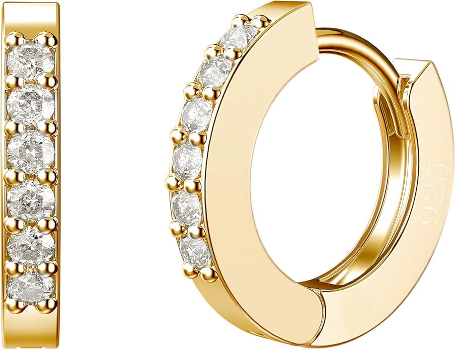 SWEETV 925 Sterling Silver Huggie Hoop Earrings for Women Girls-Tiny Small Cartilage Hoop Earring