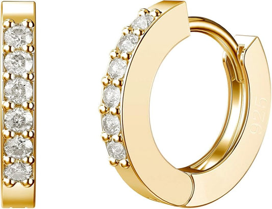 SWEETV 925 Sterling Silver Huggie Hoop Earrings for Women Girls-Tiny Small Cartilage Hoop Earring