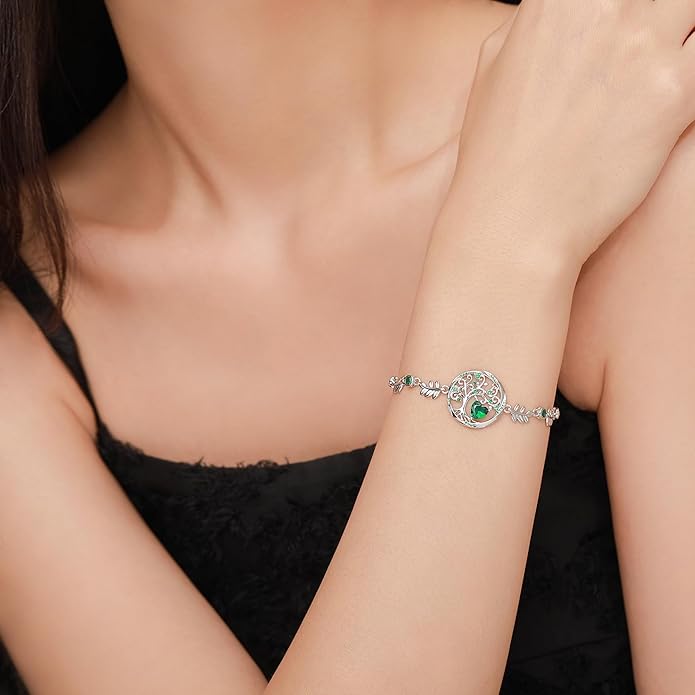 Tree of Life Birthstone Bracelets Sterling Silver Bracelets Charm Jewelry Birthday Gifts for Women,Girlfriend,Wife,Mom - Graduation, Friendship,Birthday, Anniversary