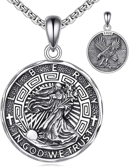 YFN Patron Saint Necklace Sterling Silver Amulet Medal Pendant Religious Protector Jewelry Gifts for Women Men