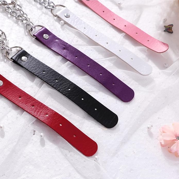 MILAKOO PU Leather Punk Choker Necklaces Circle/Heart Charm Adjustable Collar Necklace for Women