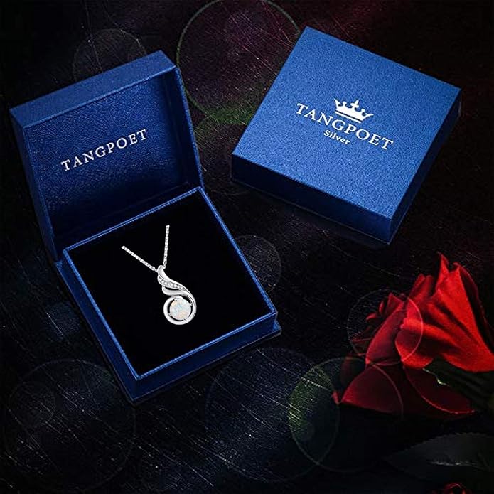 TANGPOET Birthstone Gemstone Necklaces for Women 925 Sterling Silver Dainty Pendant Jewelry Valentines Mothers Day Christmas Birthday Gifts for Mom Girlfriend Wife Daughter