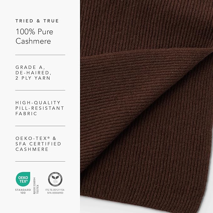 Fishers Finery Women's 100% Cashmere Ribbed Knit Winter Scarf | Black Label Box