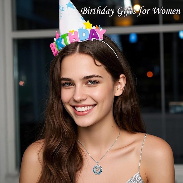 TOUPOP Birthday Gifts for Women 925 Sterling Silver Tree of Life Year Old Necklace Circle Crystal Jewelry Christmas Gifts for Her Wife Mom Mother Grandma Grandmother
