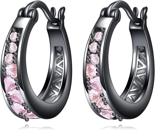 Sterling Silver Hoop Earrings Small Hoop Sun/Leaf/Triangle Huggie Earrings for Women Hypoallergenic