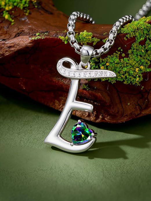 Christmas Gifts for Women Alphabet A to Z Initial Birthstone Pendant Necklaces for Women - 18k White Gold Plated Personalized Name Jewelry Valentine Mothers Day Birthday Gifts for Women Her Girlfriend