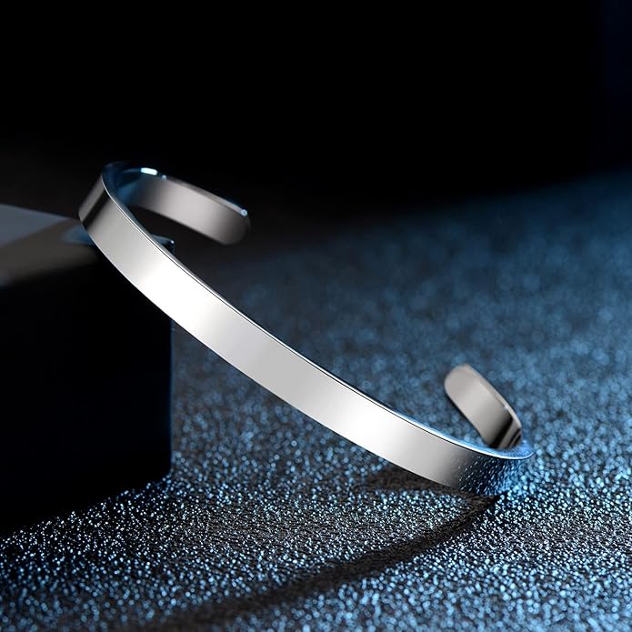 TONY & SANDY Inspirational Bracelets for Women Teen Girls Personalized Gifts for Daughter Granddaughter Mom Sister Friends Stainless Steel Engraved Cuff Birthday Easter Christmas