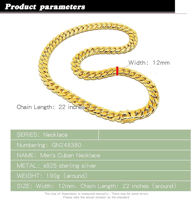 Dankadi Fashion 925 Sterling Silver Solid Miami Cuban Link Chain Necklace 8MM & 12MM- Curb Cuban Thick Big Link Choker For Men 20 "22" 24 "26" 28" Fine Jewelry