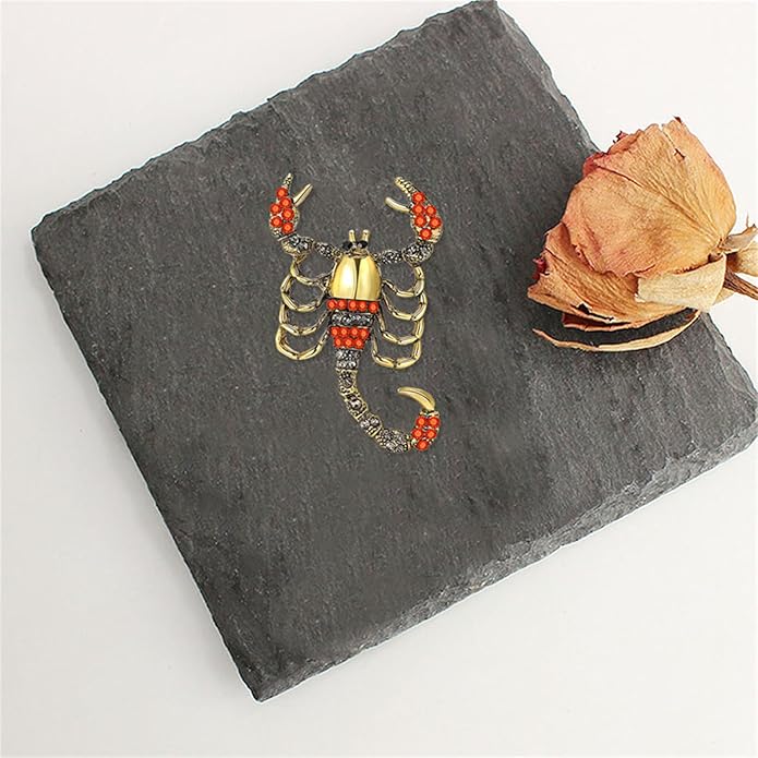 Dreuyet Rhinestone Scorpion Brooch Pin for Women Men Vintage Crystal Scorpion Brooches Punk Style Insect Animal Laple Pin Clothing Suits Accessories Christmas Birthday Jewelry