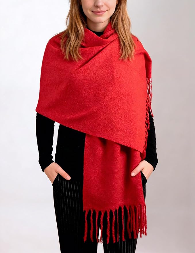 Achillea Warm Cashmere-Feel Winter Scarf – Thick Pashmina Shawl Wrap for Cold Weather