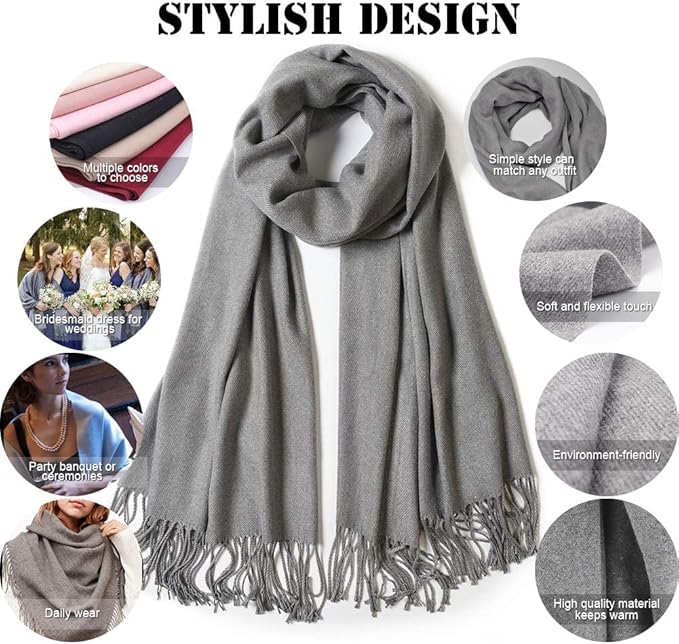 FURTALK Winter Scarf for Women Pashmina Shawl Wraps Soft Warm Fashion Blanket Scarves Gifts