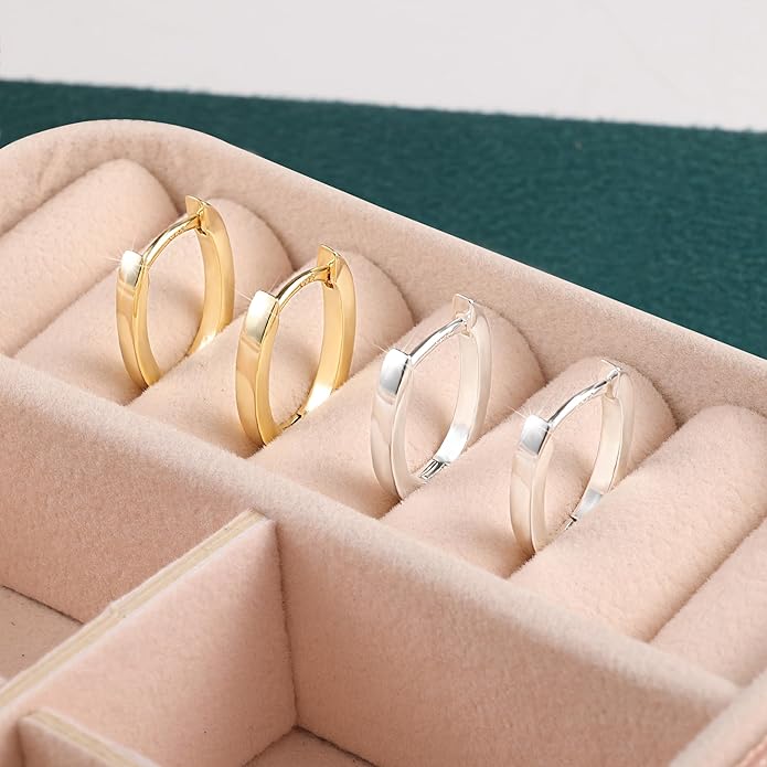925 Sterling Silver Earrings Small Chunky Silver Earrings for Women Trendy 14K Gold Plated Hypoallergenic Cute Thick Huggie Hoops Earing Jewelry for Women Gifts