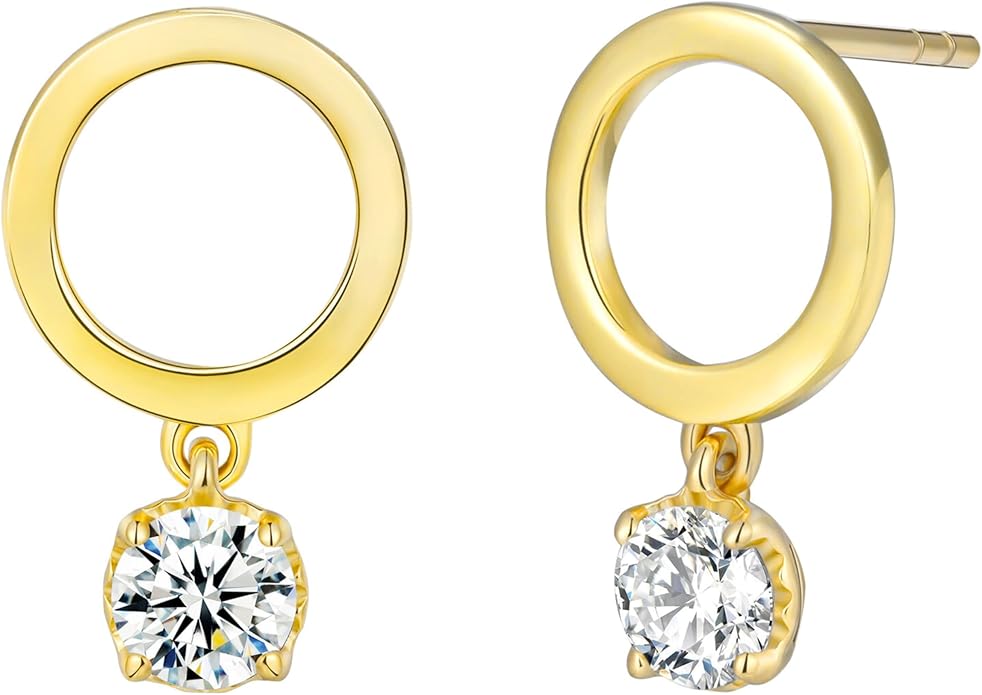 18K Yellow/White Gold Plated Silver Earring With 0.60 TCW Lab Grown Diamonds/Emerald/Blue Sapphire/Moissanite, Earrings For Women, Gift For Her Jewelry For Women Comes With Gift Box