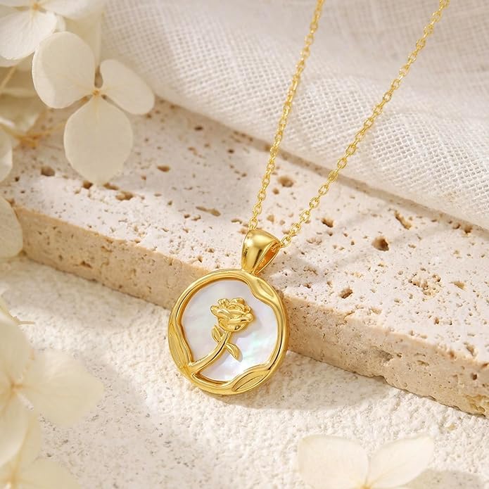 Lume Pick Mother of Pearl & Tiger Eye Copper Gold Plated Necklace,Birthday Gifts for Women, Fashion Jewelry, Minimalist Retro Bohemian Cute Styles