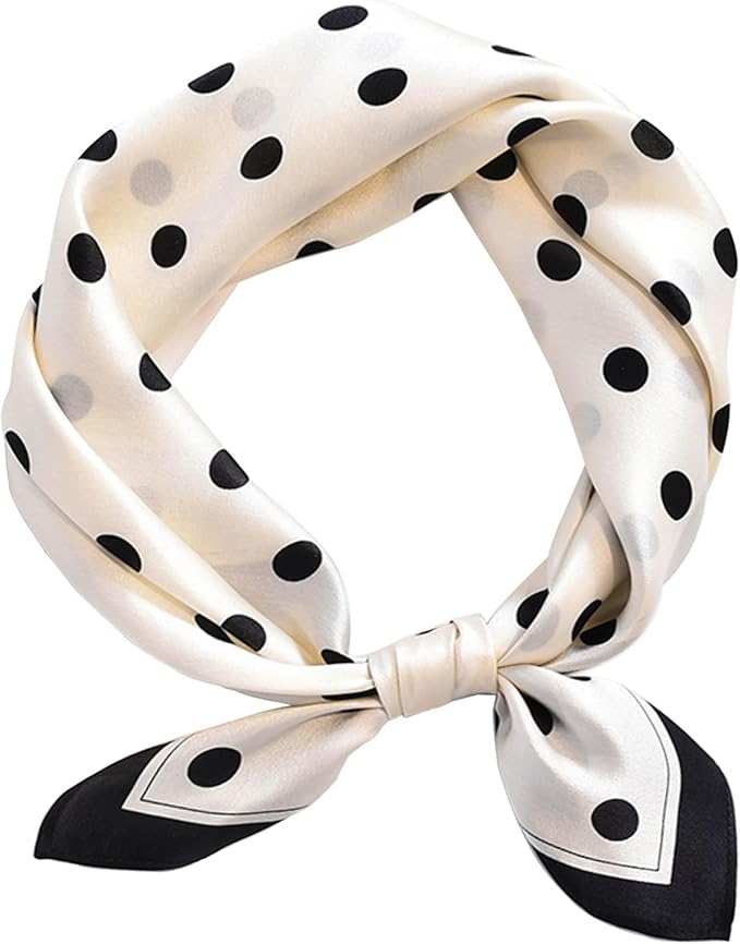 kcctoo 27.5" Mulberry Silk Feeling Head Scarf Women's Fashion Square Neck Satin Scarfs for Bag Hair Scarves Gift