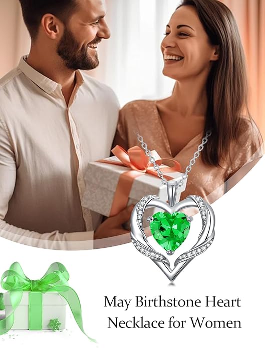 WINNICACA Birthday Gift for Mom Heart Necklace for Women 925 Sterling Silver Birthstone Necklace Jewelry Gift for Women Wife Her Girlfriend Sister