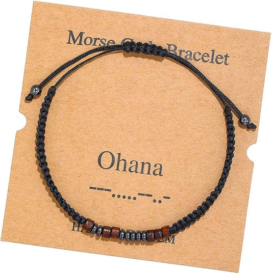 RINTOLER Morse Code Bracelets for Women Men Gifts for Her Best Friend Funny Inspirational Bracelets for Women Jewelry Adjustable Silk Beaded Wrap Bracelet