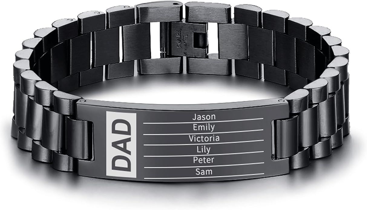 VNOX Masculine Watch Band Stainless Steel Link Bracelet Personalized Jewelry Gift for Men DAD Father Husband Boyfriend