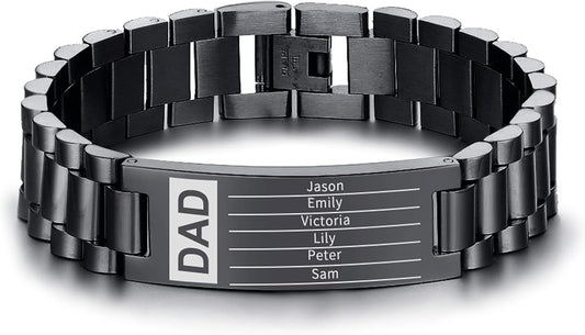 VNOX Masculine Watch Band Stainless Steel Link Bracelet Personalized Jewelry Gift for Men DAD Father Husband Boyfriend