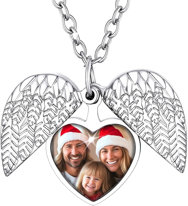 Supcare Locket Necklace That Holds Pictures-Engraved Photo Pendant Custom Jewellery Gifts for Men Women (with Jewellery Gift Box)