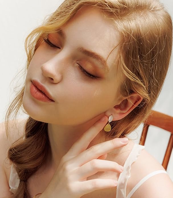 OZEL – Crystal Earrings for Women Dangle – 14K Gold Plated Lightweight Daily Fashion Earrings