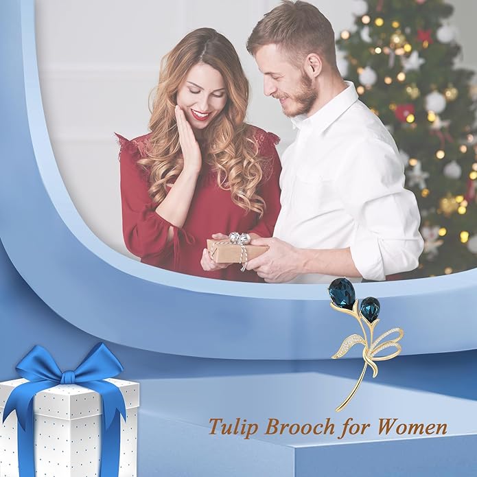 Flower Brooch for Women Girls Flower Rhinestone Brooch Gold Plated Lapel Pin Clothing Accessory Wedding Gift Fashion Jewelry for Mom Wife