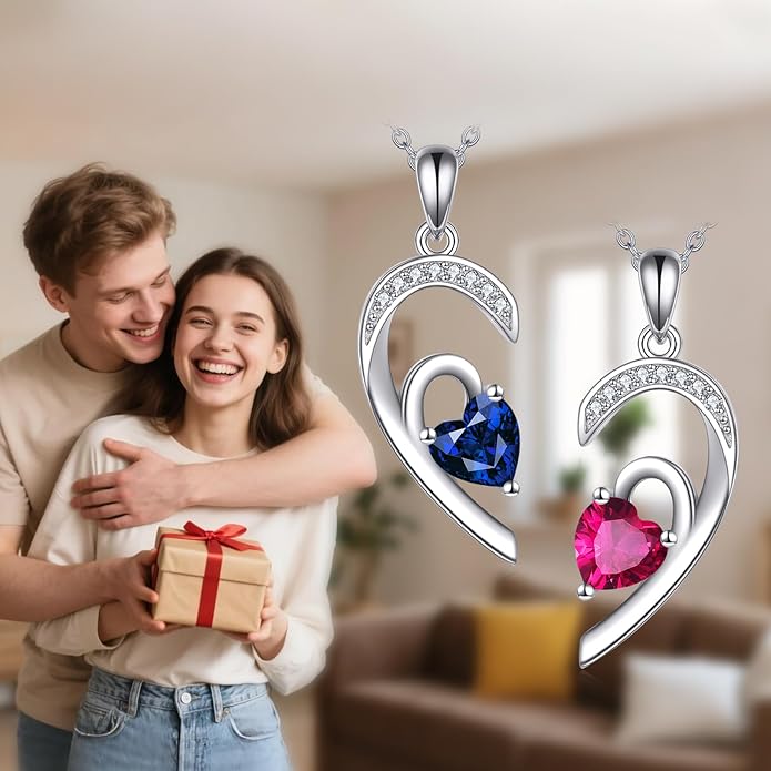 JBAERD Couples BFF Matching Necklaces 925 Sterling Silver Cross/Yin Yang/Sun Moon/Mountain Wave Pendant Necklace Anniversary Birthday Gifts
