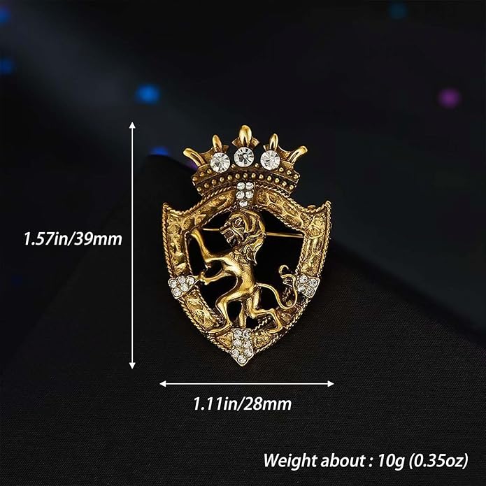 HETICA Vintage Animal Dragon Skull Wolf Crown Lion Brooch for Men Women Suit Tie Dress Lapel Pin Fashion Jewelry