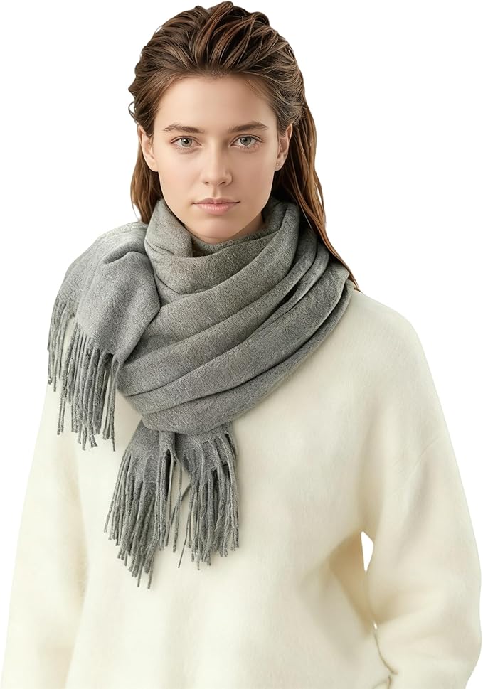 Temminc Winter Scarf for Women - Soft Warm Pashmina Shawl Wrap, Lightweight Fashion Blanket Travel Shawl, Solid Color Scarf