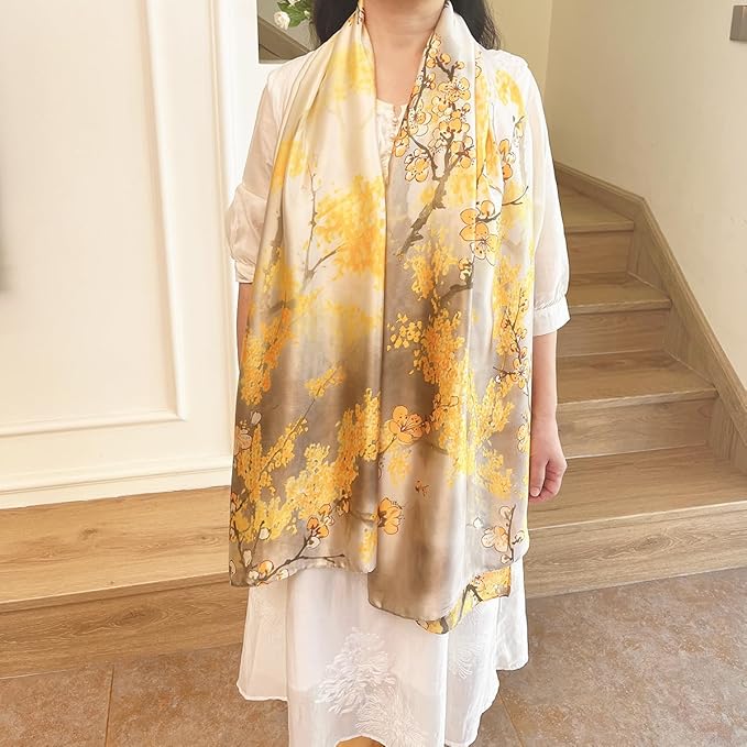 Long Silk Like Scarf Lightweight Satin Scarves Large Sunscreen Shawl Wrap for Women