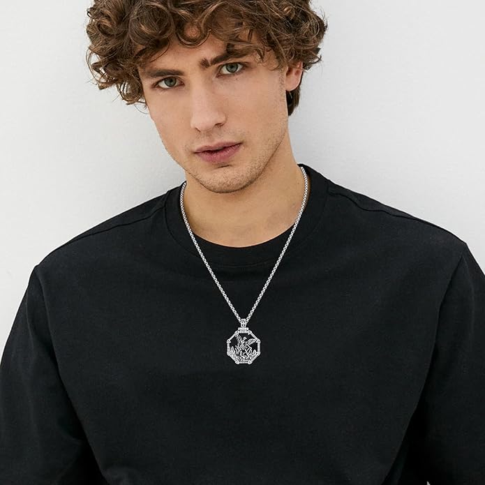 Taioiat Saint Necklace 925 Sterling Silver St Necklace Amulet Pendant Jewelry Religious Gift for Men Women