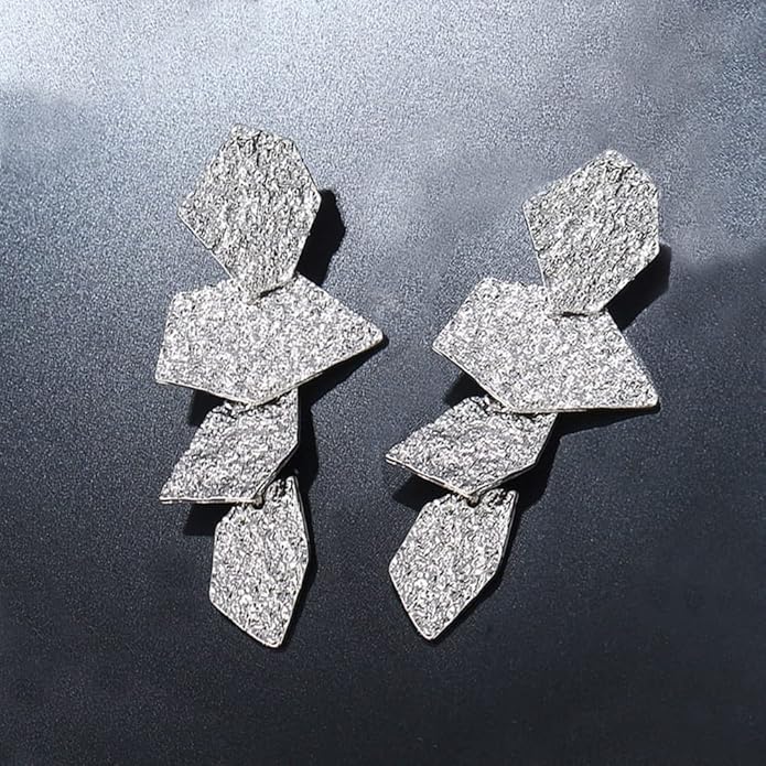 Ginkgo Leaf Flower Earrings, Gold Geometric Statement Earring, Big Fashion Design Boho Drop Dangle Earrings