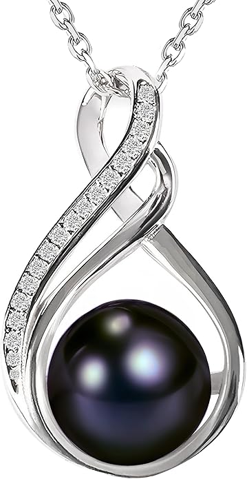 PEARLURA Black pearl necklace for women (Natural AAA+ 9mm) - Wedding anniversary's gift for wife (18k gold platted 925 sterling Silver)- christmas gifts for wife - Real pearls necklace for women - black pearls necklace - pearl pendant